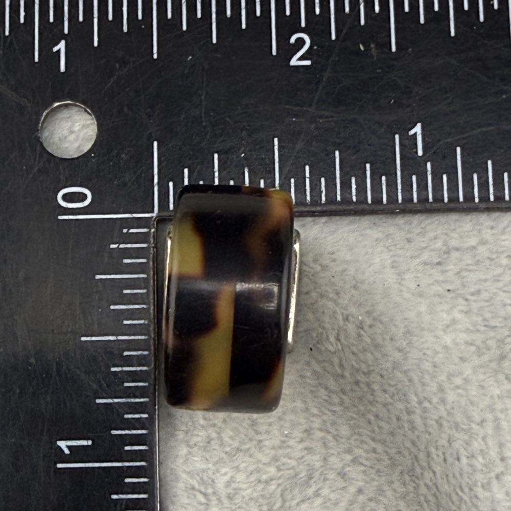 Vintage Band Ring Acrylic Tortoiseshell Question Mark Size 5 - Picture 5 of 9